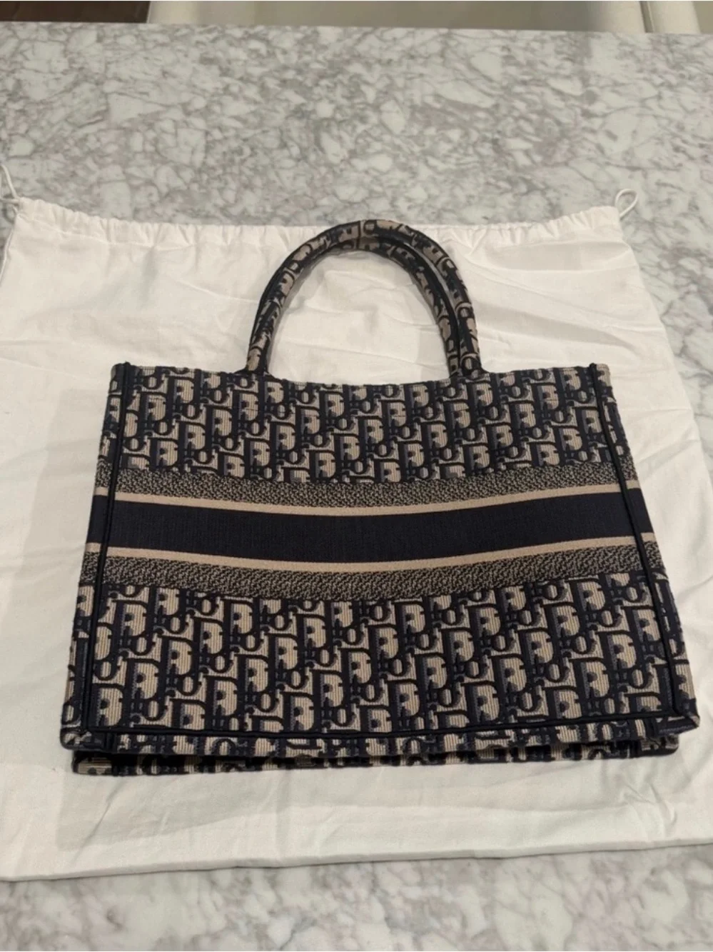 Dior Beige & Navy Monogram Tote